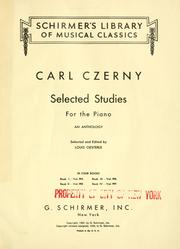 Cover of: Selected studies for the piano: an anthology
