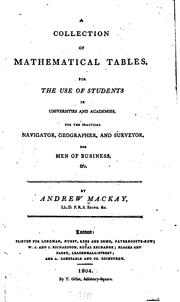 Cover of: A Collection of Mathematical Tables: For the Use of Students in Universities and Academies, for ...