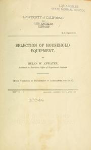 Cover of: Selection of household equipment.