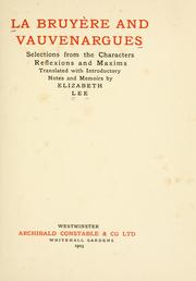 Cover of: Selections from the Characters, Reflexions and Maxims