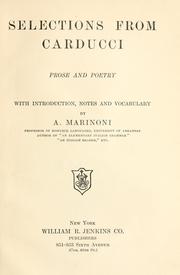 Cover of: Selections from Carducci by Giosuè Carducci