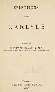 Cover of: Selections from Carlyle