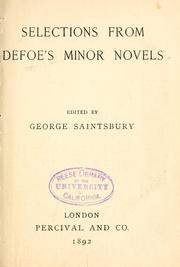 Cover of: Selections from Defoe's minor novels