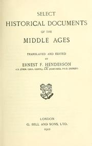 Cover of: Select historical documents of the middle ages. by Ernest F. Henderson