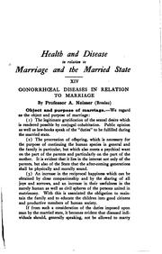 Cover of: Health and Disease in Relation to Marriage and the Married State