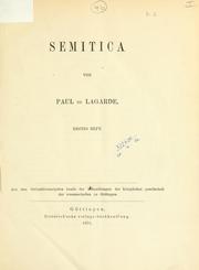 Cover of: Semitica. by Paul de Lagarde