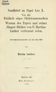 Cover of: Sendbrief an Papst Leo X. by Martin Luther