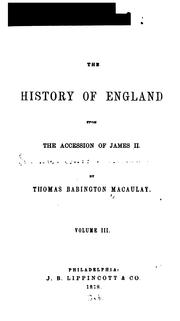 Cover of: The History of England from the Accession of James II. by Thomas Babington Macaulay, S. Austin Allibone