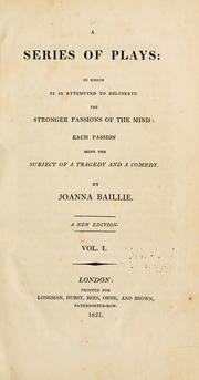 Cover of: A series of plays by Joanna Baillie