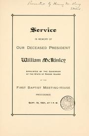 Cover of: Service in memory of our deceased president, William McKinley