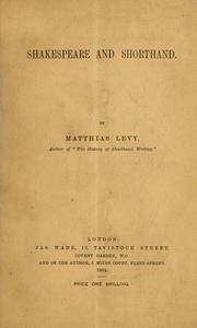 Cover of: Shakespeare and shorthand. by Matthias Levy