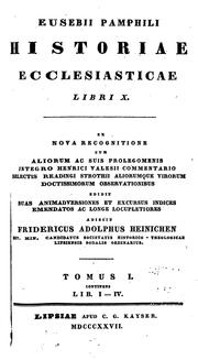 Cover of: Historiae ecclesiasticae libri X.: ex nova recognitione cum prolegomenis ...