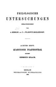 Cover of: Philologische Untersuchungen