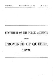 Cover of: Statement of the Public Accounts of the Province of Quebec and Annual Report ...