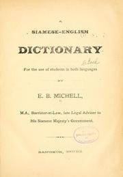 Cover of: A Siamese-English dictionary, for the use of students in both languages