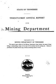 Annual Report of the Mining Department by Mining Dept , Tennessee Mining Department, Tennessee