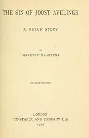 Cover of: The sin of Joost Avelingh: a Dutch story