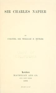 Cover of: Sir Charles Napier by Sir William Francis Butler