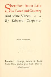 Cover of: Sketches from life in town and country by Edward Carpenter