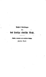 Cover of: Vorlesnungen über das heutige römische Recht