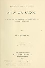 Cover of: Slav or Saxon by Foulke, William Dudley, Foulke, William Dudley