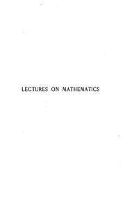 Cover of: Lectures on Mathematics by Felix Klein, Felix Klein