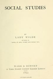 Social Studies by Lady Jane "Speranza" Wilde