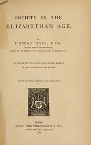 Cover of: Society in the Elizabethan age.