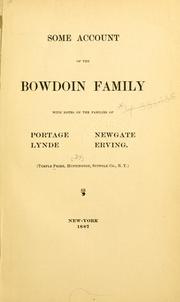 Some account of the Bowdoin family by Temple Prime