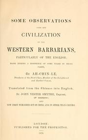 Cover of: Some observations upon the civilization of the western barbarians, particularly of the English by John B. Swasey