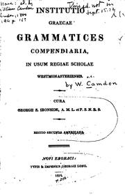 Cover of: Institutio graecae grammatices compendiaria: in usum Regiae Scholae Westmonasteriensis