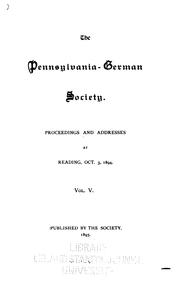 Cover of: Proceedings and Addresses by Pennsylvania German Society, Pennsylvania German Society