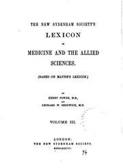Cover of: The New Sydenham Society's Lexicon of Medicine and the Allied Sciences: (based on Mayne's Lexicon)