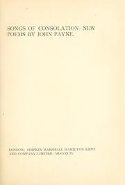 Cover of: Songs of consolation by Payne, John