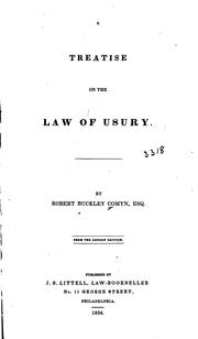 Cover of: A Treatise on the Law of Usury