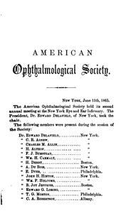 Cover of: Transactions of the American Ophthalmological Society