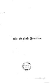 Cover of: Old English Homilies of the Twelfth Century: From the Unique Ms. B. 14. 52 ... by Richard Morris