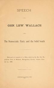 Cover of: Speech of Gen. by Lew Wallace