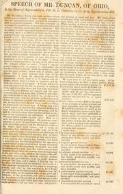 Cover of: Speech of Mr. Duncan, of Ohio, in the House of representatives, Feb. 19, in committee on the army appropriation bill.