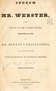 Cover of: Speech of Mr. Webster, in the Senate of the United States, January 15, 1836 by Daniel Webster