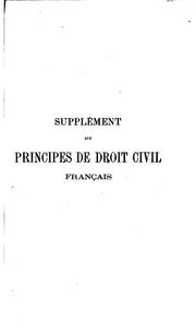 Principes de droit civil français by François Laurent