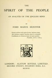 Cover of: spirit of the people: an analysis of the English mind