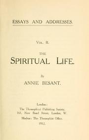Cover of: The spiritual life by Annie Wood Besant