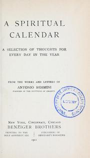 Cover of: spiritual calendar: a selection of thoughts for every day in the year