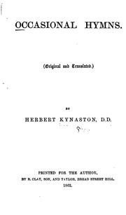 Cover of: Occasional Hymns: Original and Translated by Herbert Kynaston