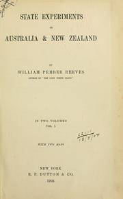 Cover of: State experiments in Australia and New Zealand.