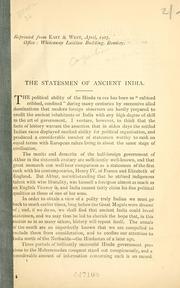 Cover of: The statesmen of ancient India.