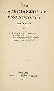 Cover of: statesmanship of Wordsworth: an essay