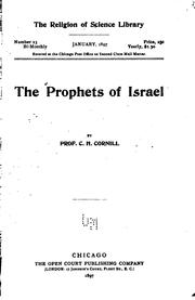 Cover of: The Prophets of Israel: Popular Sketches from Old Testament History by Carl Heinrich Cornill ... by Carl Heinrich Cornill