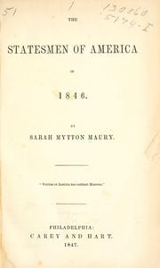 Cover of: The statesmen of America in 1846.